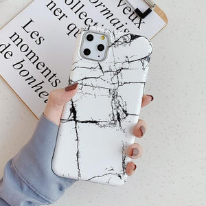 Vintage Classic Cracked Marble Case Matte Soft IMD Back Cover For iPhone 11 Pro Max XR XS Max