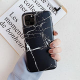 Vintage Classic Cracked Marble Case Matte Soft IMD Back Cover For iPhone 11 Pro Max XR XS Max