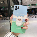 Cute Embroidery Sheep Leather Case for iPhone 13 12 11 Pro Max Mini