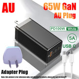 65W GaN Charger Quick Charge QC4.0 QC PD3.0 PD USB C Type C Fast Charger For Xiaomi Redmi Note 10 Macbook
