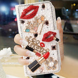 Bling Diamond Rhinestone Flower Leather Magnetic Flip Wallet Case for Samsung Galaxy S24 S23 S22 S21 Ultra Plus