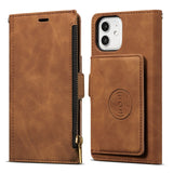 Wallet Leather Zipper Flip Book Case For iPhone 14 13 12 series
