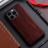 Wood Pattern Leather Case for iPhone 13 series