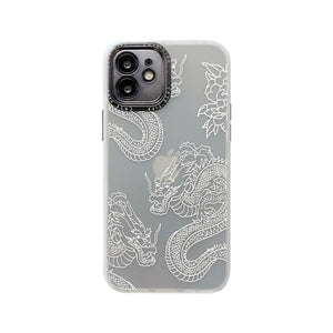 Fashion Dragon Pattern Lens Protection Soft Silicon Phone Case For iPhone 12 11 Series