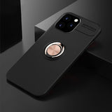 Soft Silicone Shockproof Case with Metal Ring Stand Back Cover For iPhone 12 Series