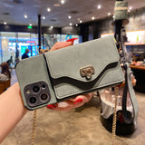 Purse Flannel Pattern Leather Bag Case for iPhone 13 12 11 Pro Max