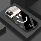 Luxury Cute Oval Smile Tempered Glass Phone Case For iPhone 12 11 Series