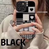 Square Grid Love Heart Shockproof Soft Case For iPhone 14 13 12 series