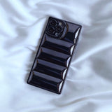 Plating Square Down Jacket Soft Silicone Case for iPhone 13 12 series