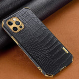 Genuine Leather Magnetic Car Holder Case For iPhone 12 11 Series