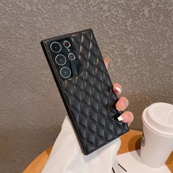 3D Luxury Diamond Lattice Leather Pattern Soft Case For Samsung Galaxy S23 series