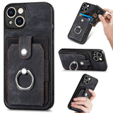 Ring Holder Leather Cards Solt Wallet Case for iPhone 14 13 12 series