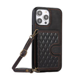 Crossbody Wallet Lanyard Strap Leather Case for iPhone 14 13 12 series