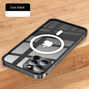 MagSafe Metal Frame Transparent Case for iPhone 14 13 12 series