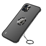 Matte HollowedHybrid Clear PC Lens Protective Case with Metal Ring Lanyard for iPhone 12 11 Series
