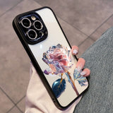 No Yellowing Dream Rose Diamond Lens Protection Case For iPhone 14 13 12 series