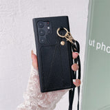 Crossbody Long Lanyard Card Holder Wallet Phone Case with Wrist Strap For Samsung Galaxy S23 S22 Ultra Plus