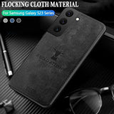 Deer Pattern Soft TPU Frame Cloth Texture Case For Samsung Galaxy S23 S22 S21 series