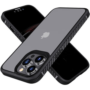 Carbon Fiber Border Matte Transparent Shockproof Case for iPhone 13 12 series