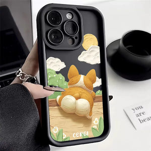 Cute Cartoon Corgi Dog Silicone Shockproof Soft Case For iPhone 15 14 14 12 series