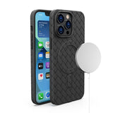 Magnetic Breathable Mesh Magsafe Wireless Charging Silicone Leather Weaving Cases For iPhone 14 series
