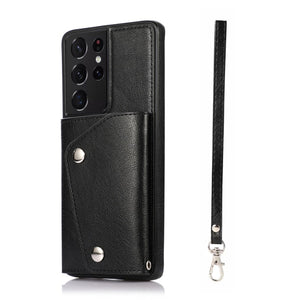 Retro Leather Wallet Card Stand Back Case for Samsung Galaxy S21 S20 Note 20 Series