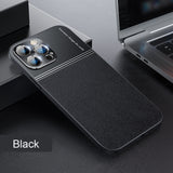 Luxury Leather Metal 2 in 1 Case for iPhone 13 12 11 Series