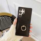 Leather Texture Wallet Card Holder Case With Ring Stand For Samsung Galaxy S23 S22 S21 series
