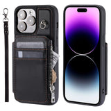 Zipper Leather Wallet Cards Slot Wallet Case for iPhone 15 14 13 12 series