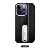 Luxury Carbon Fiber Texture Stand TPU Soft Frame Shockproof Bracket Case For iPhone 14 13 12 series