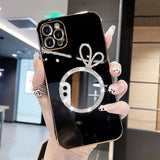 Bling Glitter Rabbit Makeup Mirror Plating Case for iPhone 13 12 11 Pro Max Mini