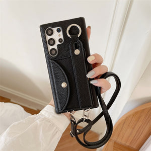 Wrist Strap Crossbody Wallet Leather Case For Samsung Galaxy S23 S22 S21 series