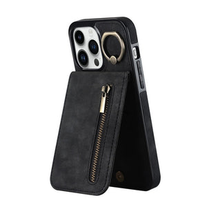 Zipper Cards Holder Leather Wallet Kickstand Case For iPhone 14 13 12 series