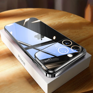 Luxury Plating Glass-Like Protection Lens Transparent Case for iPhone 14 13 12 Series