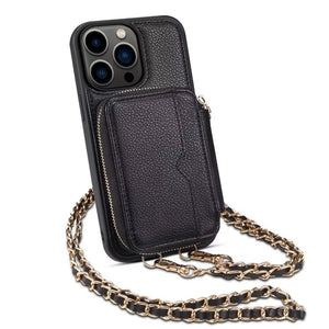 Zipper Crossbody Wallet Lanyard Card Slot Holder Leather Case for iPhone 14 13 series