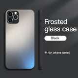 Original Square Frosted Tempered Glass Phone Case For iPhone 12 11 Series