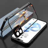 Double Sided Glass Magnetic Metal Phone Case With Camera Lens Protection Magnet Cover| For iPhone 13 12 11 Series