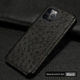 Real Ostrich Leather Case For iPhone 12 & 11 Series