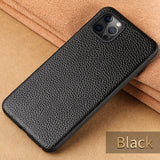 Genuine Litchi Grain Leather Mobile Phone Cover Case For iPhone 12 Series