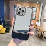 Mirror Folding Stand Holder TPU Soft Case For iPhone 14 13 12 series