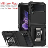 Military Grade Shockproof Heavy Duty Protective Armor Magnetic Kickstand Ring Case For Samsung Galaxy Z Flip 4 3