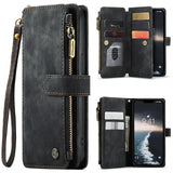 Leather Wallet Magnet Flip Case With Wrist Strap For iPhone 15 14 13 12 series