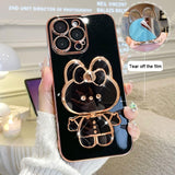 Luxury Holder Color Cute Rabbit Case For Samsung Galaxy S23 S22 Ultra Plus