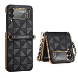 Diamond Texture Leather Case Crossbody Chain for Samsung Galaxy Z Flip 3