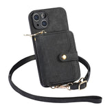 Zipper Wallet Leather Crossbody Lanyard Card Holder Case For iPhone 14 13 12 series