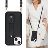 Crossbody Lanyard Wristband Leather Wallet Case for iPhone 14 13 12 series