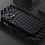 Carbon Fiber Case with Metal Camera Lens Cover For iPhone 14 13 12 series