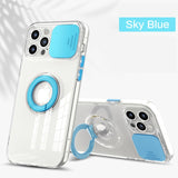 Slide Camera Protector Transparent Silicone Case with Ring Holder For iPhone 13 Series