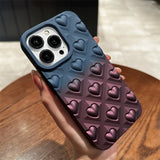 Color Contrast 3D Love Heart Skin Feel Gradient Shockproof Silicone Soft Case for iPhone 14 13 12 series