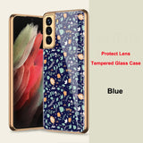 Plated 9H Ceramics Tempered Glass Full Protect Marble Case for Samsung Galaxy S21 Series